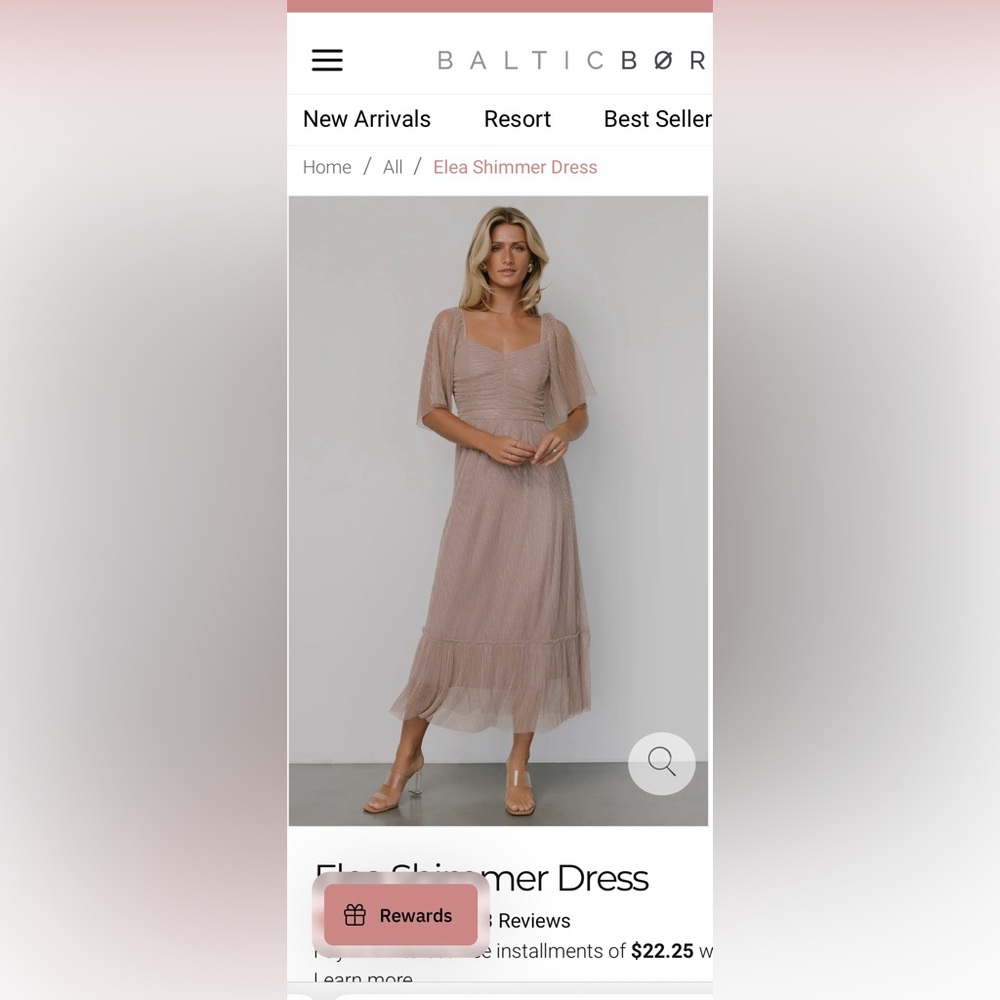 Baltic Born Elea Shimmer Dress-Vintage Rose